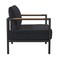 Merrick Lane Eastport Outdoor Accent Chair with Removable Plush Fabric Cushions and Teak Accented Aluminum Frame